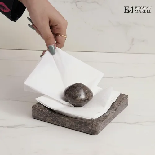 Miniatura 3 de Servilletero de cóctel de mármol con peso, moderno servilletero cuadrado para mesa, servilletero pesado decorativo para comedor en interiores