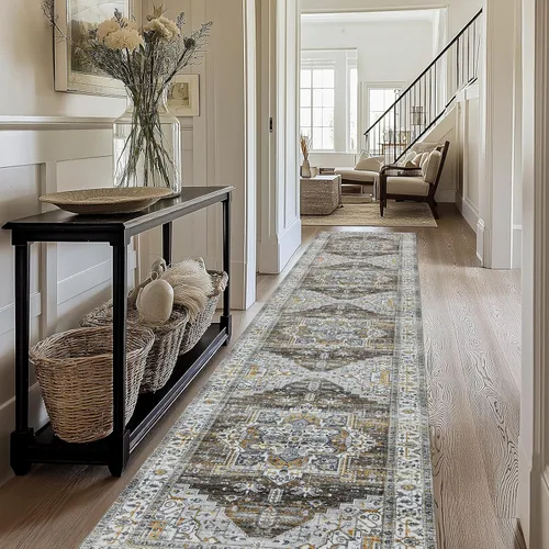 Miniatura 43 de Alfombra lavable para pasillo de 2 x 3: alfombra suave vintage para cocina, baño, lavandería, con respaldo antideslizante, alfombra de piso