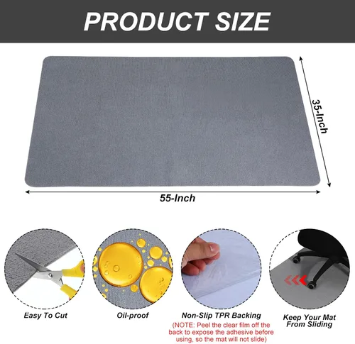 Miniatura 2 de PATIKIL Tapete para silla de oficina de 55 x 35 pulgadas, tapete multiusos de escritorio para sillas rodantes para suelos de madera dura (gris)