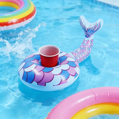 Miniatura 7 de Zcaukya Paquete de 12 soportes inflables flotantes para beber, flotadores de bebidas inflables para fiestas en la piscina