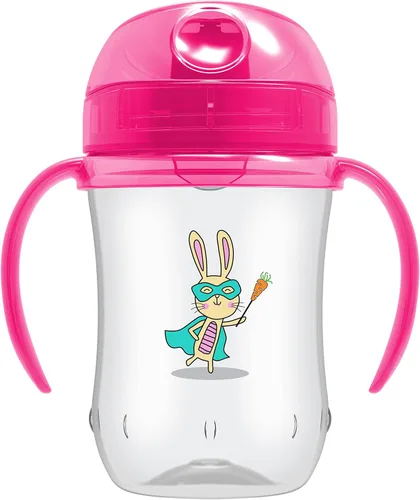 Miniatura 3 de Dr. Brown's Milestones Vaso de aprendizaje con boquilla suave con asas, Conejito Rosa Héroe, libre de BPA, 9 oz/270 mL, 9m+ Pink Bunny Hero