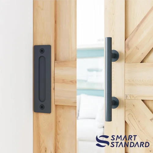 Miniatura 4 de SMARTSTANDARD Kit de herrajes para puerta corrediza de granero resistente de 5.5 pies, color negro
