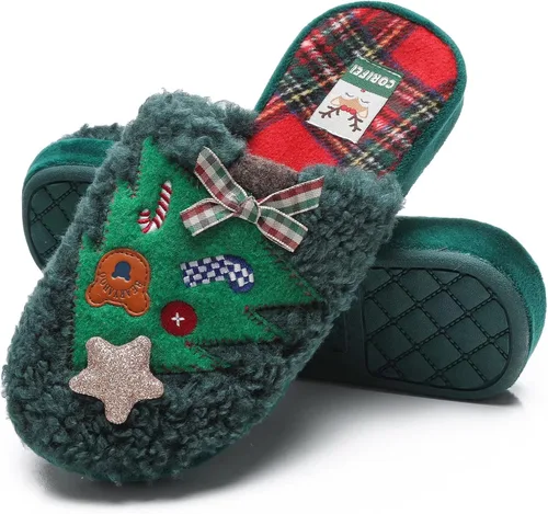 Miniatura 2 de CORIFEI Pantuflas de Navidad para invierno con soporte de arco de espuma viscoelástica y suela de goma