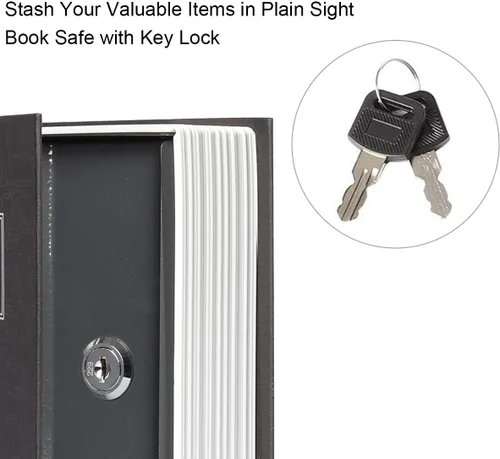 Miniatura 3 de Jssmst Caja fuerte para libros con cerradura de llave, caja de seguridad de desviación de diccionario, libro oculto secreto con caja fuerte