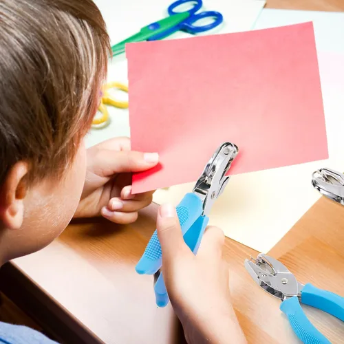 Miniatura 7 de Zonon 3 piezas perforadoras de papel con formas de agujeros de un solo agujero para manualidades, perforadoras de metal manuales con agarre de 1/4