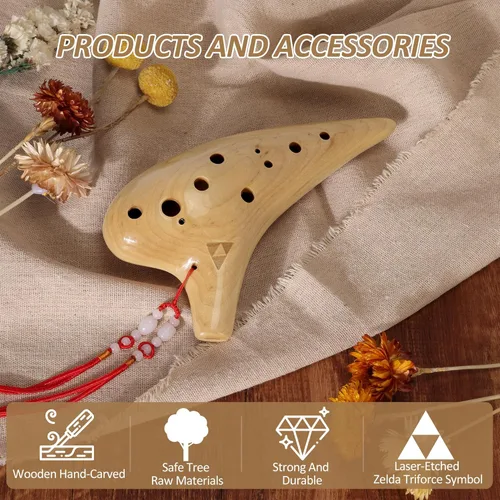 Miniatura 3 de Ocarina de madera de arce de 12 agujeros Alto C Leyenda de Zelda, Ocarina Tenor C, idea de regalo para fanáticos de Zelda