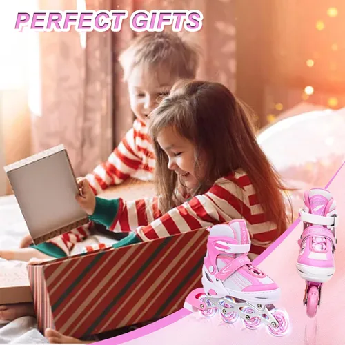 Miniatura 5 de Pink Kids Inline Skates for Girls with Full Wheels Illuminating, Adjuatable Mens and Womens Roller Skates Blades for Beginner in Outdoor and Indoor