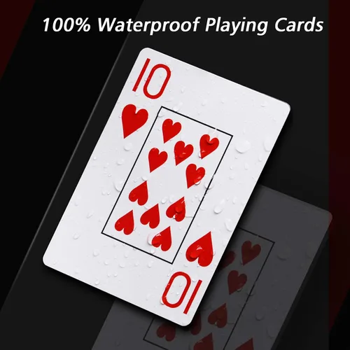Miniatura 3 de INTEGEAR Juego de cartas de 2 barajas de póquer de plástico impermeable para Texas Holdem Poker Go Fish y más juegos de cartas, índice jumbo de 2.5