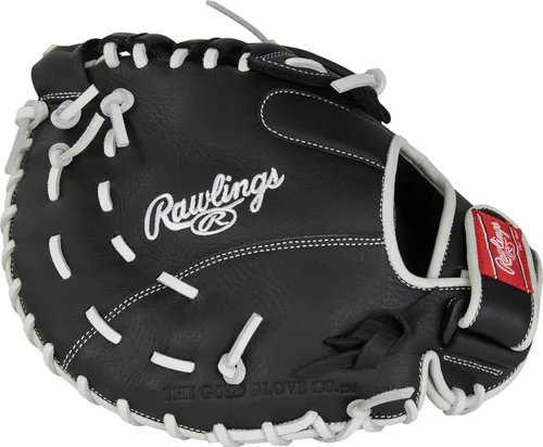Miniatura 5 de Rawlings Guante de sóftbol juvenil Shut Out Negro/Blanco Web de barra doble de poste único