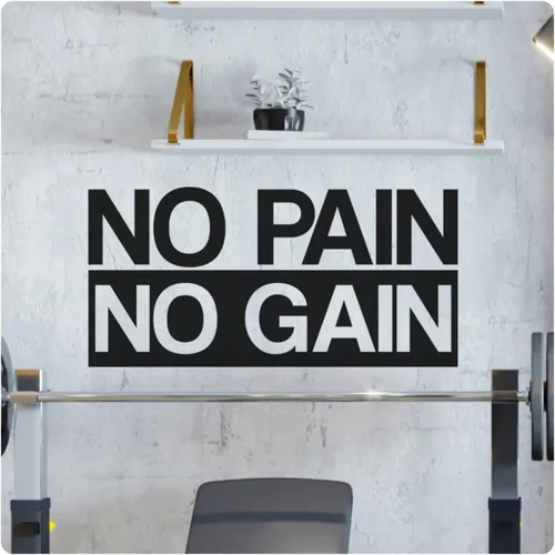 My Vinyl Story | No Pain No Gain | Calcomanía de pared grande motivacional grande para gimnasio en casa, entrenamiento, motivacional, decoración de