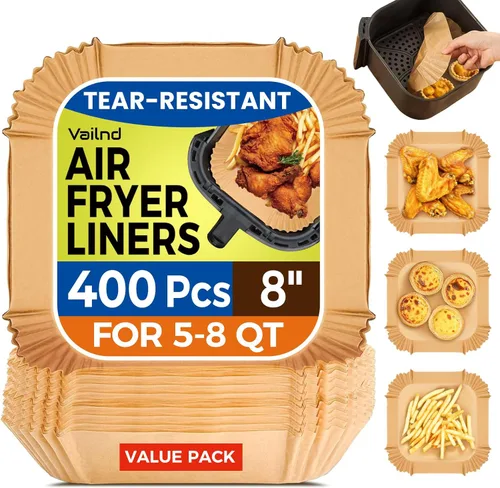 Miniatura 12 de 400 forros para freidora de aire desechables para cesta doble, hojas de papel pergamino de 8 x 5.5 pulgadas, forros rectangulares para hornear Ninja