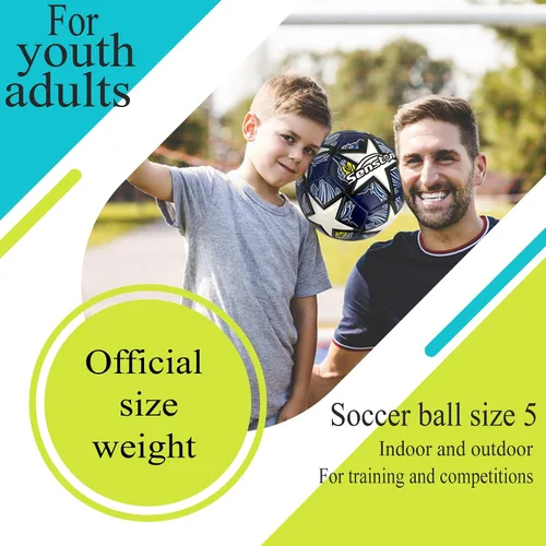 Miniatura 2 de Senston Balón de fútbol talla 3 y talla 4 y talla 5 para niños y adultos, balón de fútbol oficial para partidos y entrenamiento con bomba Azul marino