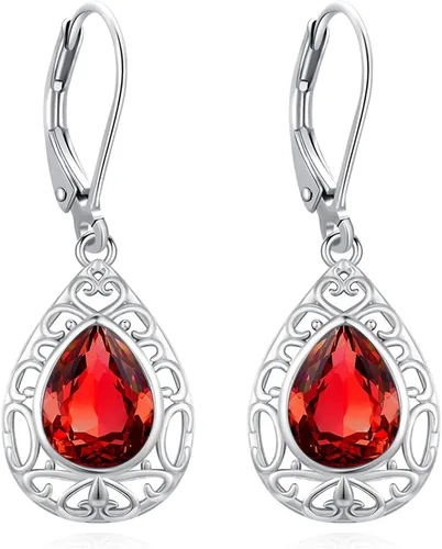 Miniatura 35 de Aretes colgantes de plata de ley con diseño de árbol de la vida, flor, abeja, animales, gato, colibrí, piedra lunar, turquesa, aretes con cierre