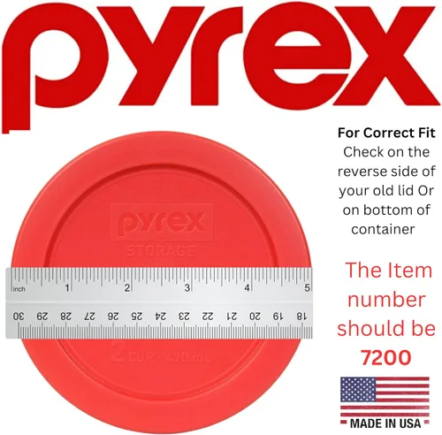 Miniatura 3 de Pyrex 7200-PC - Tapa de repuesto para almacenamiento de alimentos de 2 tazas (4 unidades), fabricada en Estados Unidos