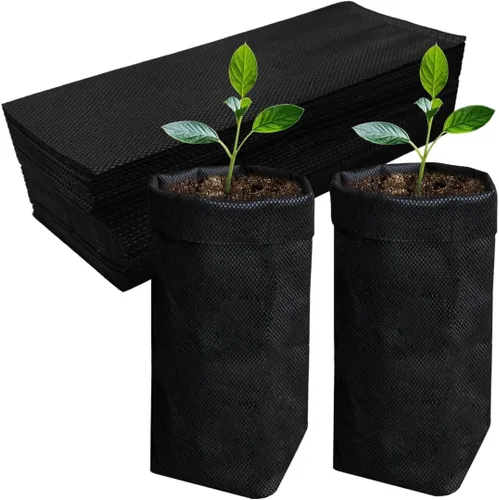 Belit 50 piezas de 26 cm de alto bolsas de cultivo de vivero profundas, macetas de plantas no tejidas para el inicio de plantas enraizadas, Negro