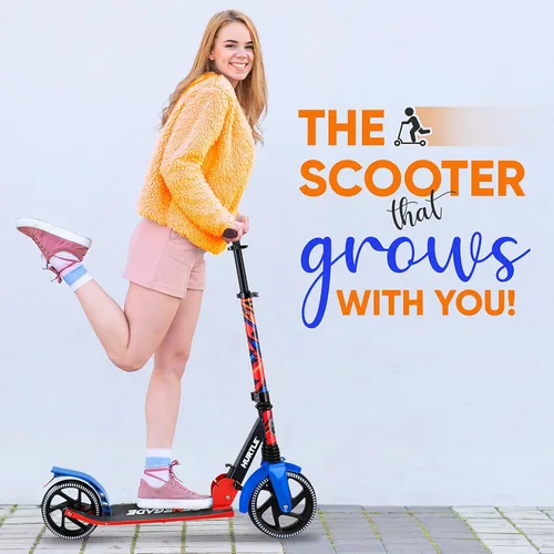 Miniatura 9 de Hurtle Renegade Kick Scooter for Kids, Teenagers & Adults - 2-Wheel Folding Scooter with Adjustable T-Bar Handlebar - Alloy Anti-Slip Deck Graffiti