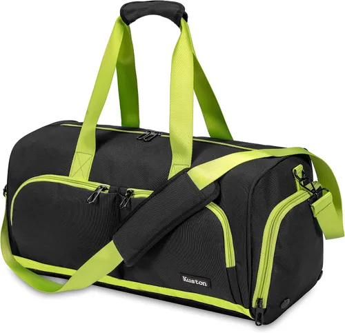 Kuston Bolsa de gimnasio deportiva con compartimento para zapatos y bolsillo húmedo, bolsa de lona para gimnasio para hombres y mujeres