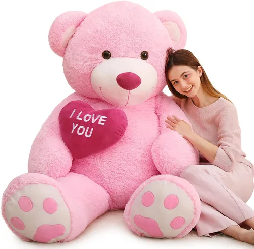 Miniatura 31 de MaoGoLan Oso de peluche gigante de 52" Oso de peluche - Te amo Corazón rojo Oso de peluche grande para regalo de San Valentín, aniversario, larga