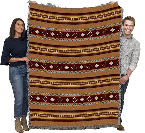 Miniatura 14 de Pure Country Weavers Antelope Ridge Earth - Manta inspirada en los nativos americanos del suroeste, manta de tapiz de regalo tejida de algodón