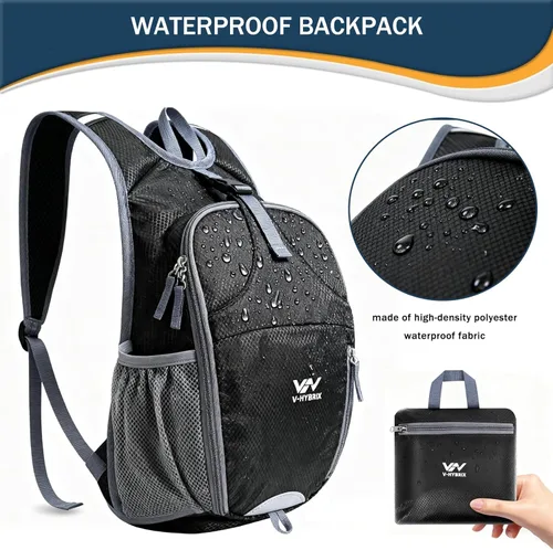 Miniatura 2 de Mochila de senderismo plegable de 15 L, ligera, plegable, impermeable, lavable a máquina, con correa para el pecho, paquete plegable pequeño