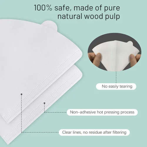 Miniatura 7 de Niveaya 200 filtros de café – Tamaño 02, filtro de café de papel natural, sin soplado, desechable para verter sobre y goteo (2-4 tazas)