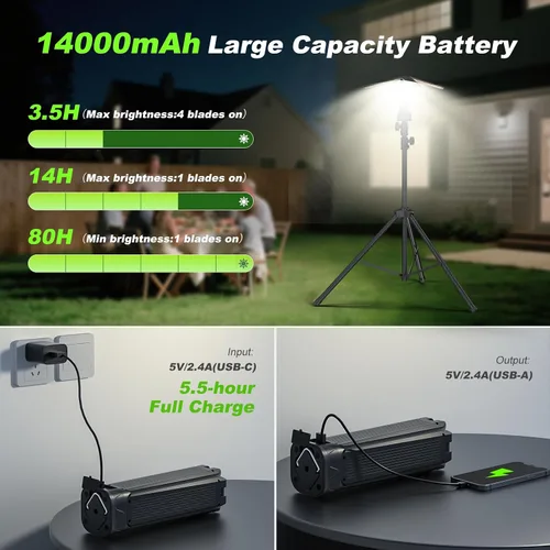 Miniatura 5 de Luces de camping telescópicas recargables de 14000 mAh LED, linternas magnéticas multifunción para iluminación de obra, lámpara de tienda de camping