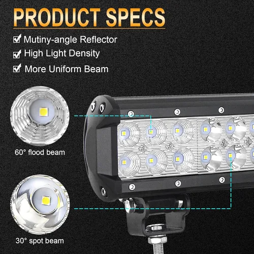 Miniatura 3 de Willpower - Barra de luz LED de trabajo de 12 pulgadas 72 W para camión, automóvil, ATV, todoterreno, 4x4, Jeep Truck luz de conducción