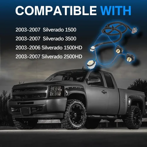 Miniatura 7 de Kit de arnés de cableado directo para luz trasera del lado del pasajero derecho Compatible con Chevy Silverado 1500 1500HD 2500HD 3500 2003-2007