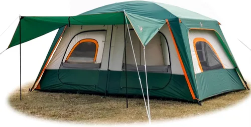 Miniatura 23 de KTT Extra Large Tent 10-12-14 Person(Style-B),Family Cabin Tents,2 Rooms,3 Doors and 3 Windows with Mesh,Straight Wall,Waterproof,Double Layer,Big