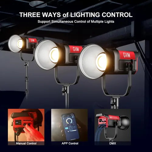 Miniatura 6 de Luz de vídeo LED GVM con montaje Bowens, luz continua bicolor de 300W con control DMX/APP, iluminación para fotografía en grabación de video, luces