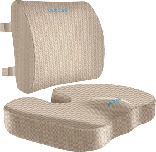 Miniatura 13 de CushZone Cojín de asiento, almohada de apoyo lumbar con correa ajustable, cojines para silla para aliviar el dolor de ciática, con funda lavable