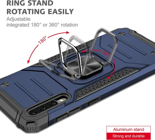 Miniatura 6 de Dionsibei Funda para Samsung Galaxy A50 A50S A30S grado militar con función atril incorporada con soporte de armadura, resistente a prueba de Azul