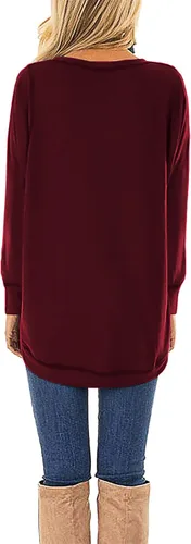 Miniatura 2 de HIYIYEZI - Blusas de otoño largas para mujer, holgadas, de manga larga, con abertura lateral, estilo casual