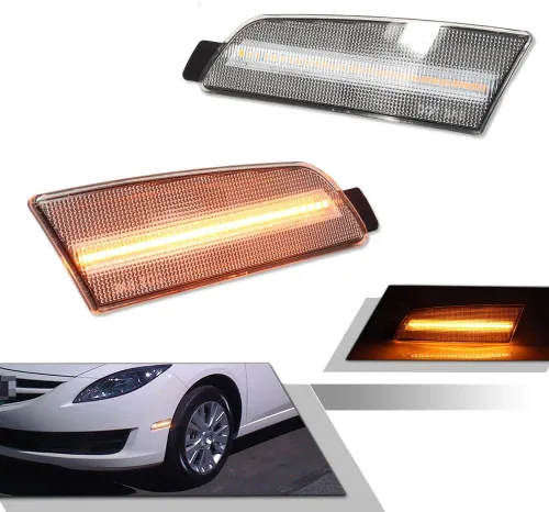 Miniatura 12 de Luz LED Ámbar Lente Ámbar Marca Lateral de Parachoques Delantero Lámpara de Guardabarros Compatible con Mazda 6 2009 2010 2011 2012 2013