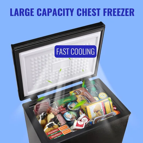 Miniatura 2 de WANAI Congelador Profundo Negro Congeladores de Cofre Pequeños con Canasta de Almacenamiento Puerta Superior Abierta Mini Congelador Compacto 7