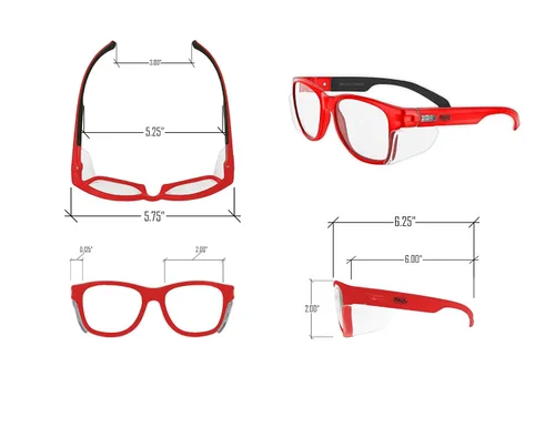 Miniatura 7 de MAGID Gafas de seguridad Y50 para construcción Marco rojo — 2 pares, lente transparente Escudos laterales, ANSI Z87.1+, antivaho y resistente a