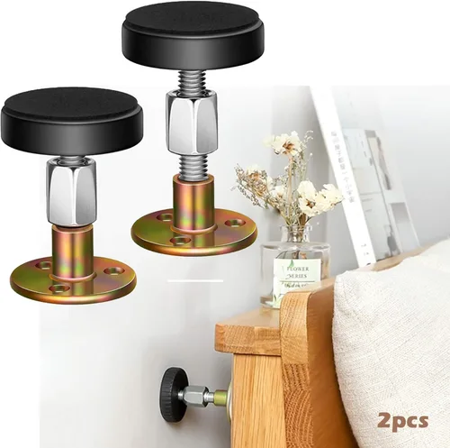 Krisler Topes de cabecera para pared, marco de cama de hierro ajustable, herramienta antivibración, fácil instalación, protección de pared,