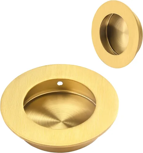 Miniatura 7 de HOMOTEK Paquete de 2 Manijas Redondas Deslizantes para Puerta de Armario Diámetro 2-1/2 pulgadas (65mm) Tiradores Empotrados Negros de Bolsillo
