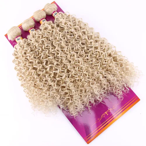 Miniatura 5 de Extensiones de cabello sintético rubio rizado ondulado, paquetes de 16 18 18 20 pulgadas, color 613. Extensiones de trama de cabello sintético Jerry