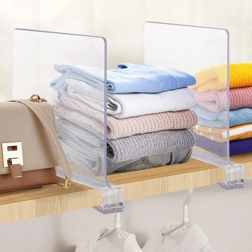 Miniatura 7 de JOY DECOR Paquete de 6 Divisores de Estantes Acrílicos Transparentes para Organizador y Almacenamiento de Armarios, Separadores de Estantes