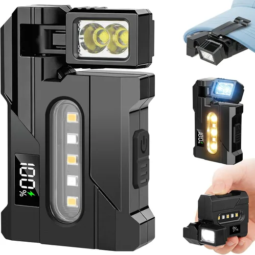 Linterna EDC recargable de 500 lúmenes con cabezal de lámpara giratorio, mini luz portátil súper brillante, 3 modos de luz dual, linterna magnética