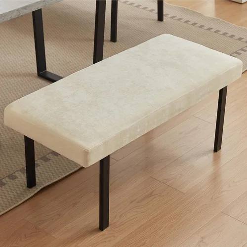 Miniatura 7 de HIPIHOM Moderno banco de comedor en forma de L, sofá esquinero tapizado de tela de 67 pulgadas con patas de metal para rincón de cocina, sala
