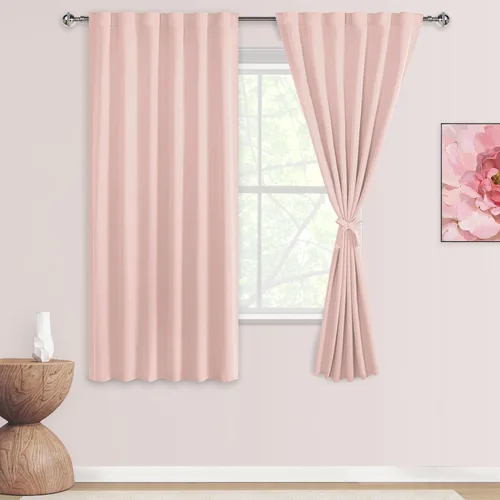 Miniatura 11 de DWCN Cortinas opacas con pestaña trasera para ventana - Cortinas opacas con bolsillo para barra para oscurecer la habitación para dormitorio/sala