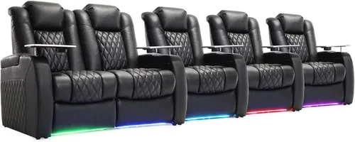 Miniatura 63 de Weilianda Asientos de Cine en Casa de Cuero de Grano Superior Silla Reclinable con Reposacabezas Eléctrico y Reclinación Asientos de Película Sofá