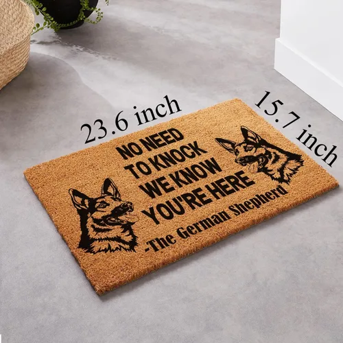 Miniatura 3 de Felpudo divertido de coco – Pastor alemán «No Need to Knock» Welcome Mat – 23.6 x 15.9 pulgadas Pastor alemán No Knock Sabemos que estás aquí