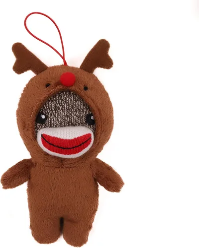 Miniatura 9 de Plushland Juguetes de peluche de Navidad, lindo calcetín suave Sockiez mono decoración de árbol de Navidad, bonito regalo de Navidad, adorno