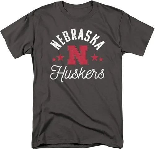 Miniatura 7 de University of Nebraska Camiseta unisex oficial de Huskers para adultos Gris Carbón jaspeado