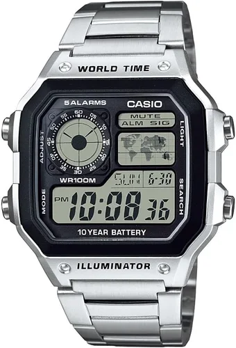 Miniatura 2 de Casio AE1200WH Series Men’s Digital Watch 100M WR Multi Alarms 100 SEC Stopwatch Countdown Timer World Map for World Time LED Light
