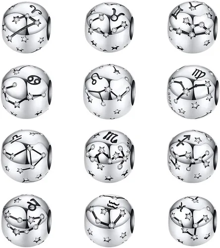Miniatura 6 de Abalorio de constelación de plata de ley 925 con piedra natal para pulsera Pandora, regalo para aniversario, cumpleaños, Navidad