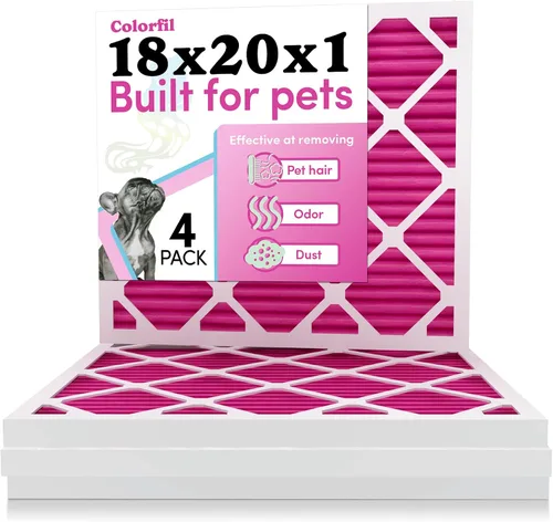 Miniatura 11 de Colorfil - Filtro de aire de 18 x 18 x 1 pulgadas, filtros que cambian de color para olores de gatos y perros, filtro de aire acondicionado MERV 8